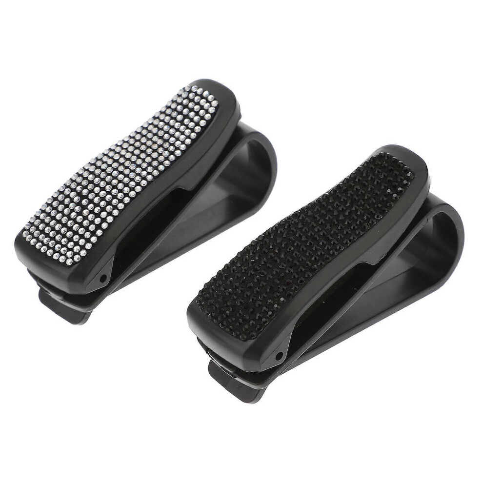 Kricely (As Show, One Size) 2Pcs Car Sunglass Holder Car Visor Organizer Rhinestone Sunglasses Visor Clip