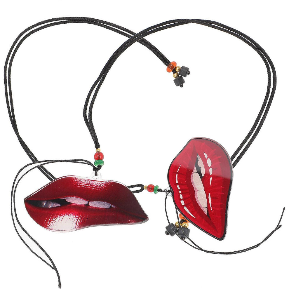 Kricely (As Show, One Size) 2Pcs Car Pendant Lips Hanging Decorations Car Hanging Ornaments Creative Pendant