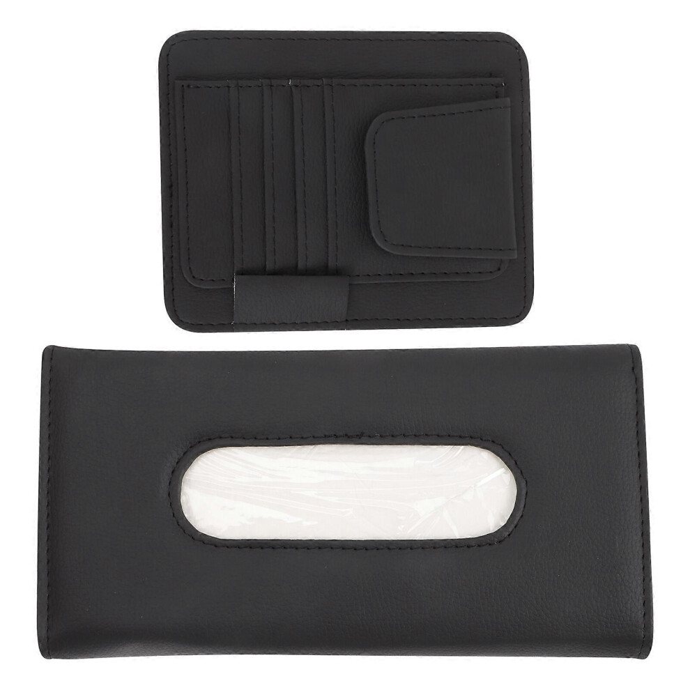 Kricely (As Show, One Size) 1 Set Car Tissue Holder Sun Visor Napkin Holder Leather Tissue Case For Car