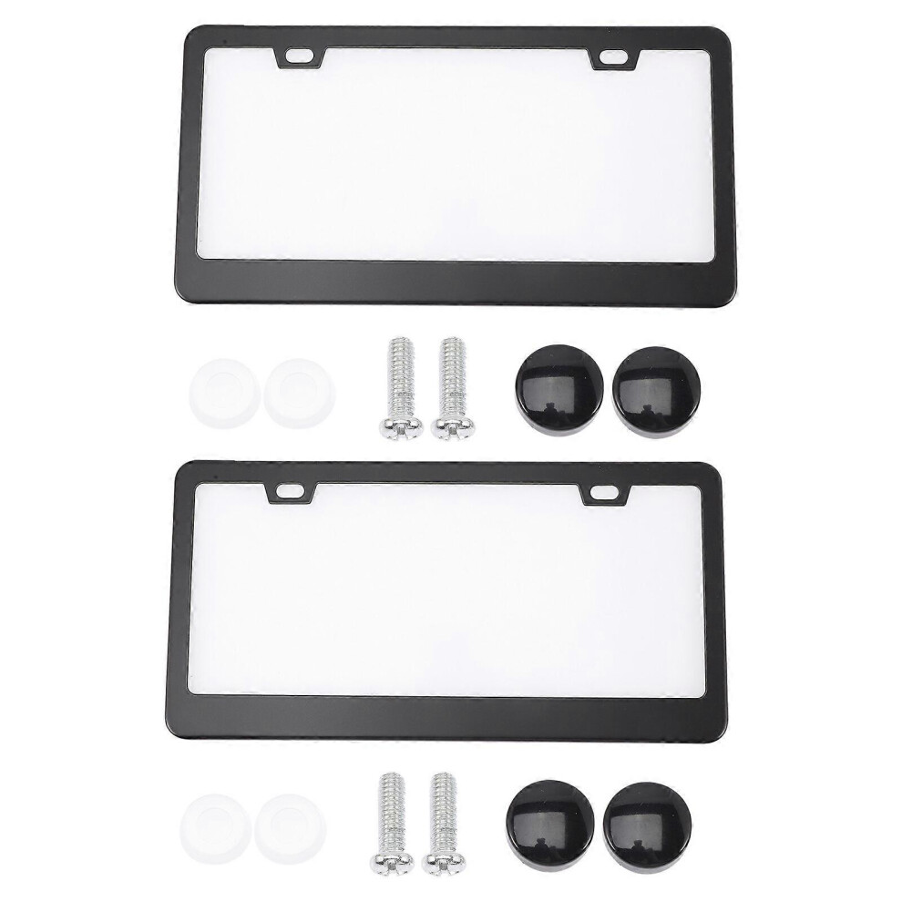 Kricely (As Show, One Size) 2Pcs License Plate Frame Universal Car License Plate Holder Car Exterior Accessory