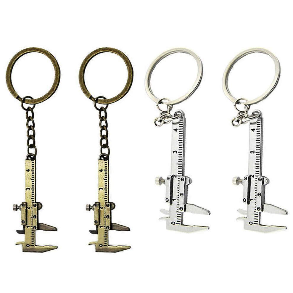 Kricely (As Show, One Size) 4Pcs Vernier Calipers Keychains Car Key Rings Backpack Key Pendants Purse Keychain Bag Hanging Decors
