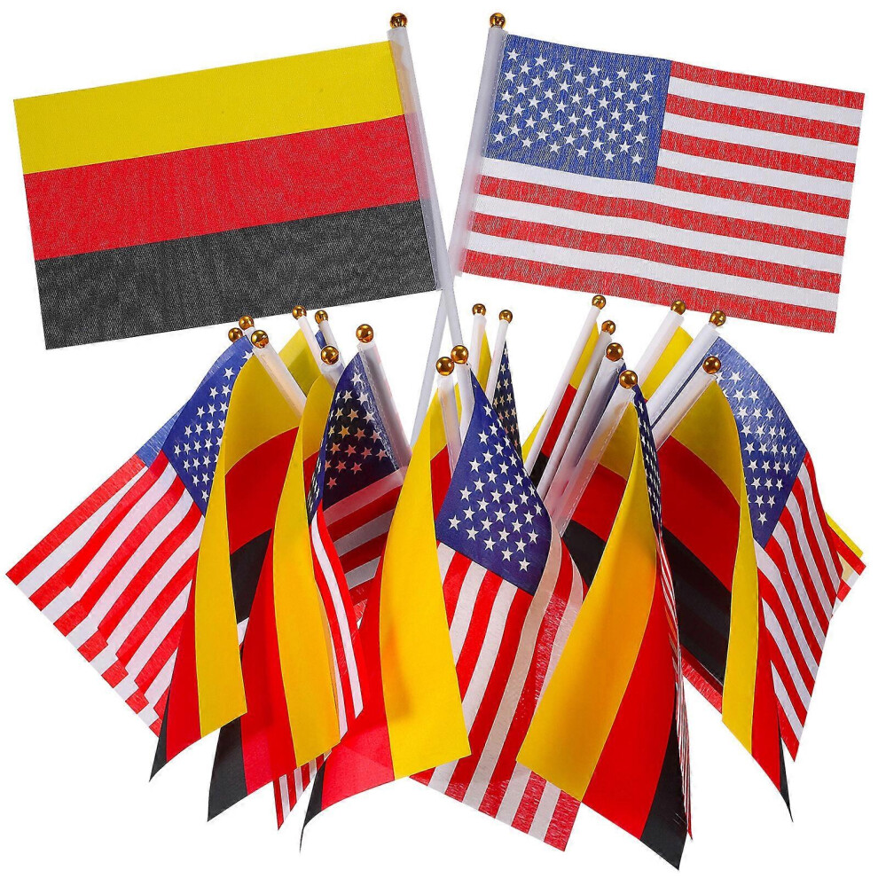 Kricely (As Show, One Size) 20Pcs Small Stick Flags Usa Flags German Flags For Meetings Sports Events Celebrations