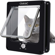(As show, One size) Cat Door Flap With 4-way Locking Magnetic Pet Door For Indoor And Outdoor Doors, Weatherproof Pet Door For Cats