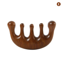 (E, One size) 1Pc Head Meridian Massage Comb Sandalwood Five Wide Tooth Comb Anti-static