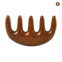 (B, One size) 1Pc Head Meridian Massage Comb Sandalwood Five Wide Tooth Comb Anti-static