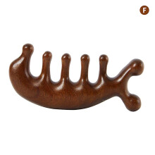 (F, One size) 1Pc Head Meridian Massage Comb Sandalwood Five Wide Tooth Comb Anti-static