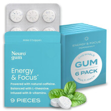 Neuro Energy Caffeine Nootropics for Energy & Focus - Sugar-Free with L-theanine, Caffeine, Vitamin B12 & Vitamin B6 - Peppermint Flavor