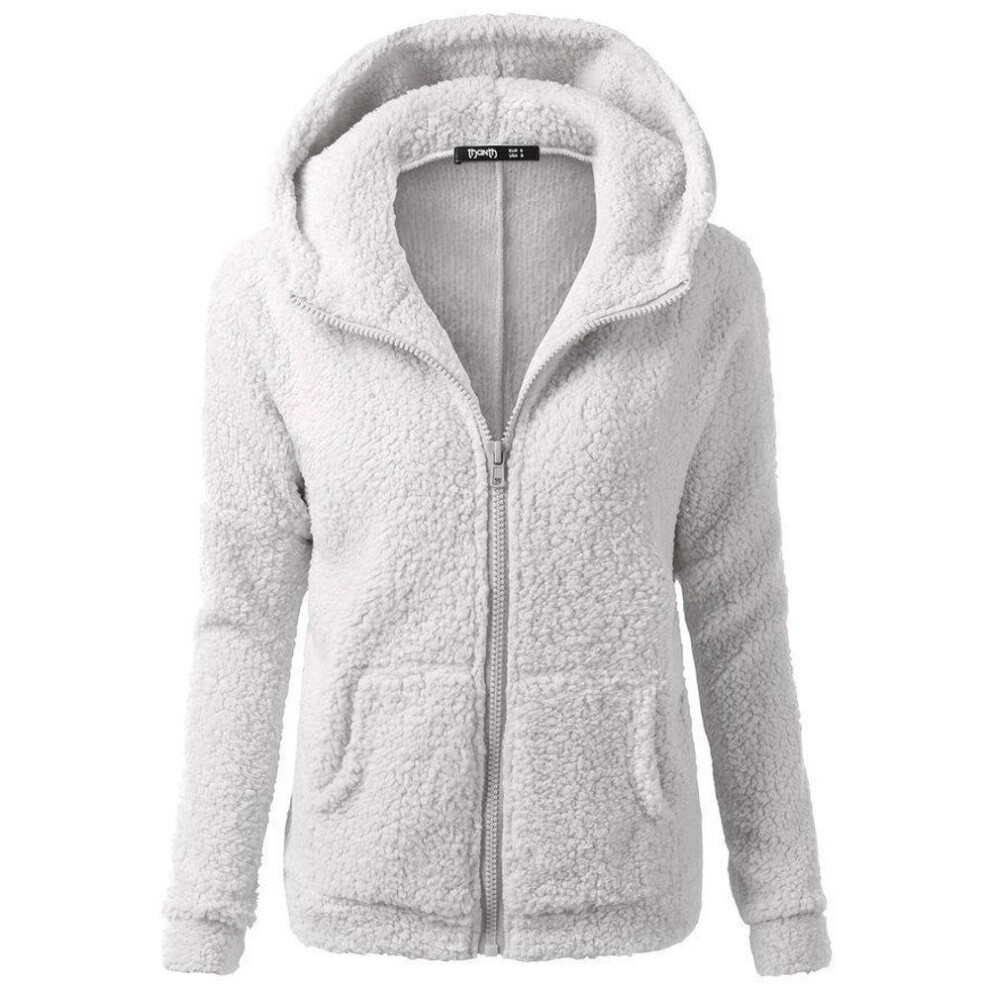 (light gray, L) Autumn Winter Warm Jacket Women Hoodie Hooded 2022 Casual Female Hoodies Sweatershirt Zipper Coat Solid Soft Fleece Women Coat