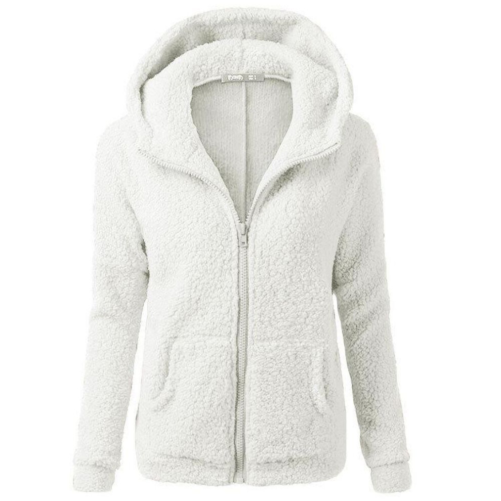 (white, XXL) Autumn Winter Warm Jacket Women Hoodie Hooded 2022 Casual Female Hoodies Sweatershirt Zipper Coat Solid Soft Fleece Women Coat