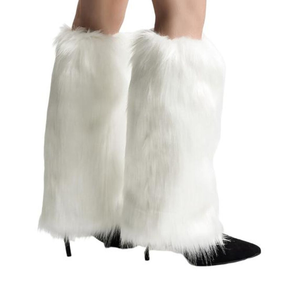 (white, 25 cm) 1 Pair Faux Fur Leg Warmers For Women Girls Plush Soft Boot Cuff Sleeves Fluffy Furry Leg Sleeve For Winter Warmth