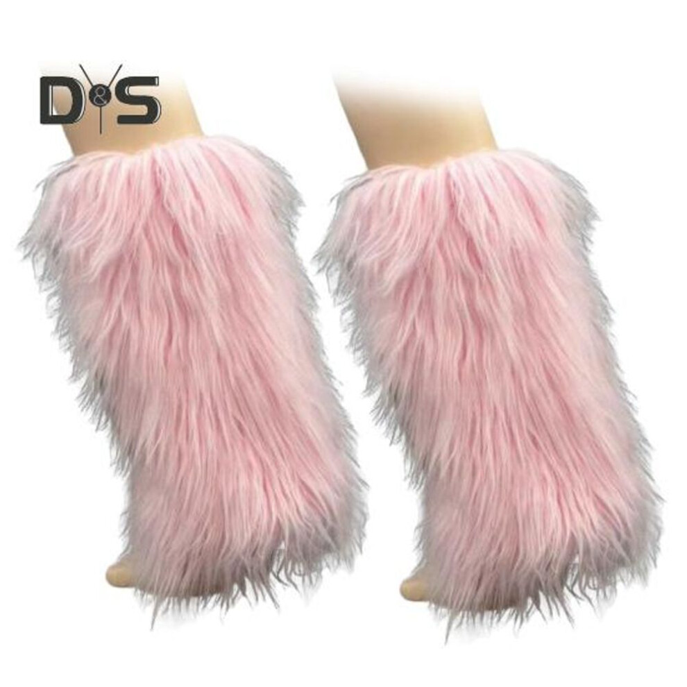 (pink, 40cm) 1 Pair Faux Fur Leg Warmers for Women Girls Plush Soft Boot Cuff Sleeves Fluffy Furry Leg Sleeve for Winter Warmth