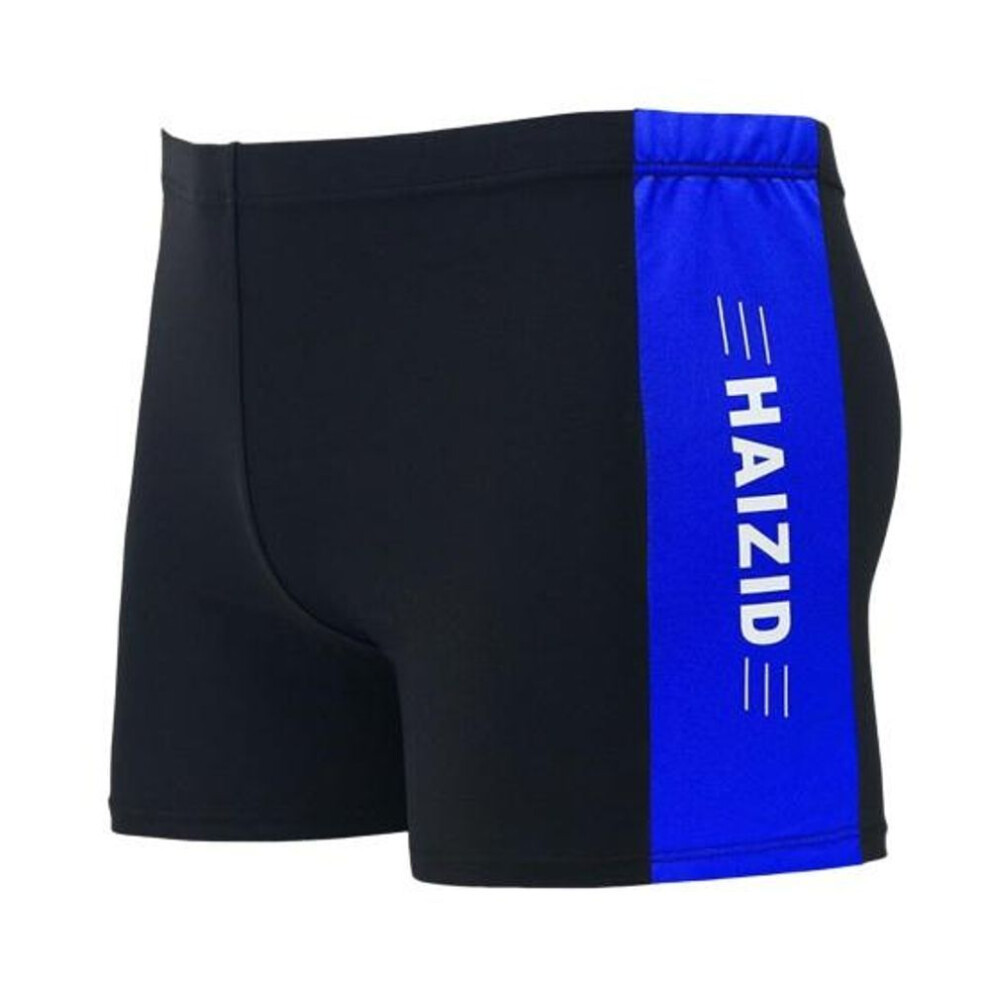 (royal blue, 5XL) Adult Men Swimming Trunks Mid-rise Elastic Waist Patchwork Color Water Repellent Swimwear Swimming Trunks
