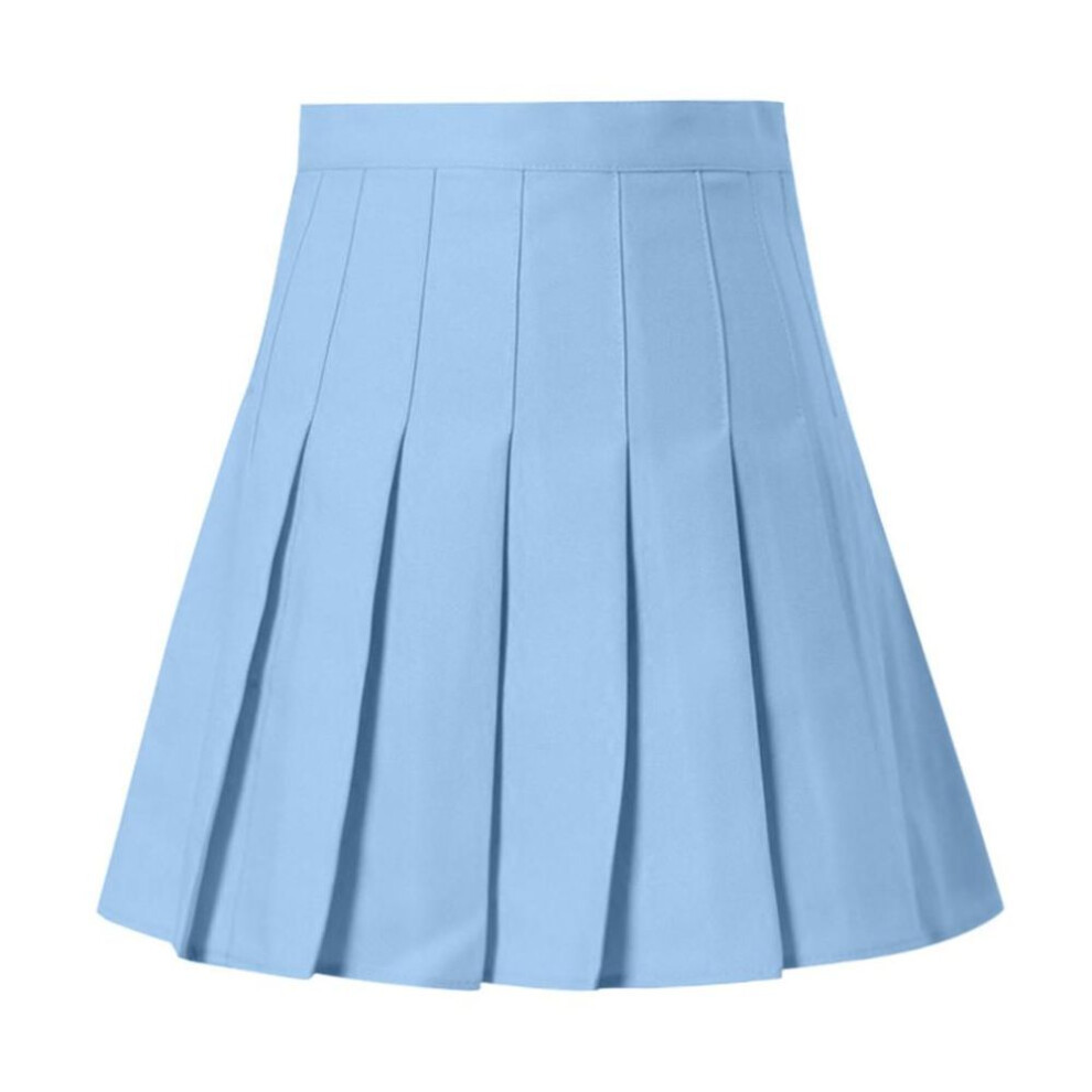 (baby blue, XS) Women&apos;s Summer High Waist Pleated Satin Skirt Mini Fashion Slim Fit Waist Casual Tennis Skirt School Skirt
