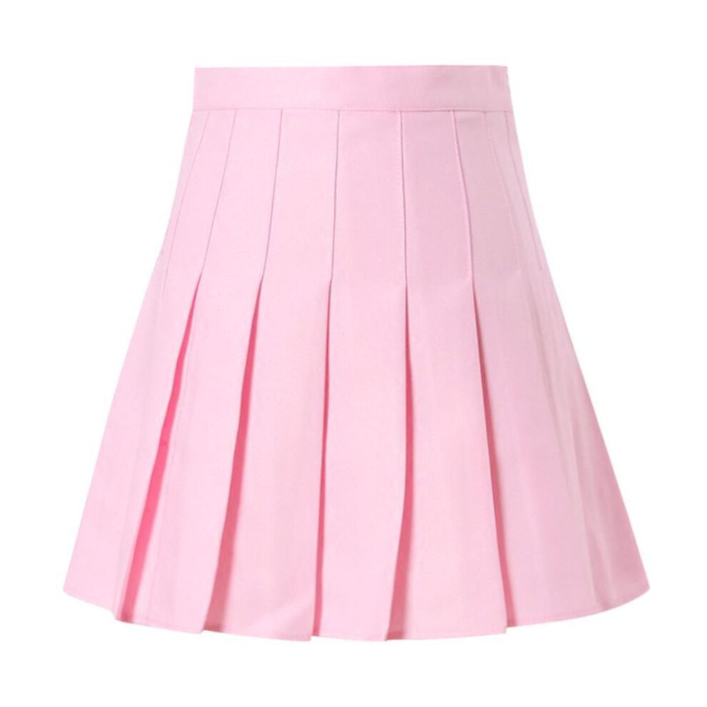 (pink, XL) Women&apos;s Summer High Waist Pleated Satin Skirt Mini Fashion Slim Fit Waist Casual Tennis Skirt School Skirt