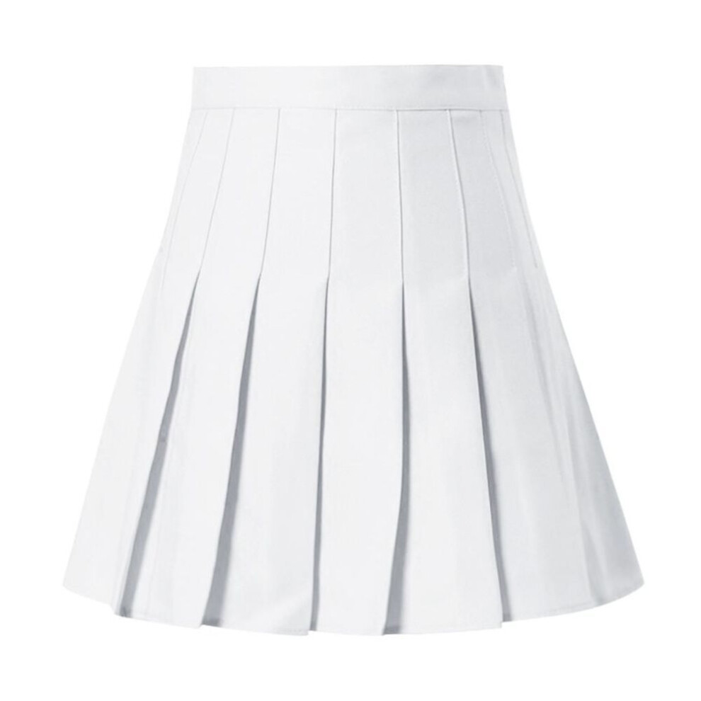 (white, S) Women&apos;s Summer High Waist Pleated Satin Skirt Mini Fashion Slim Fit Waist Casual Tennis Skirt School Skirt
