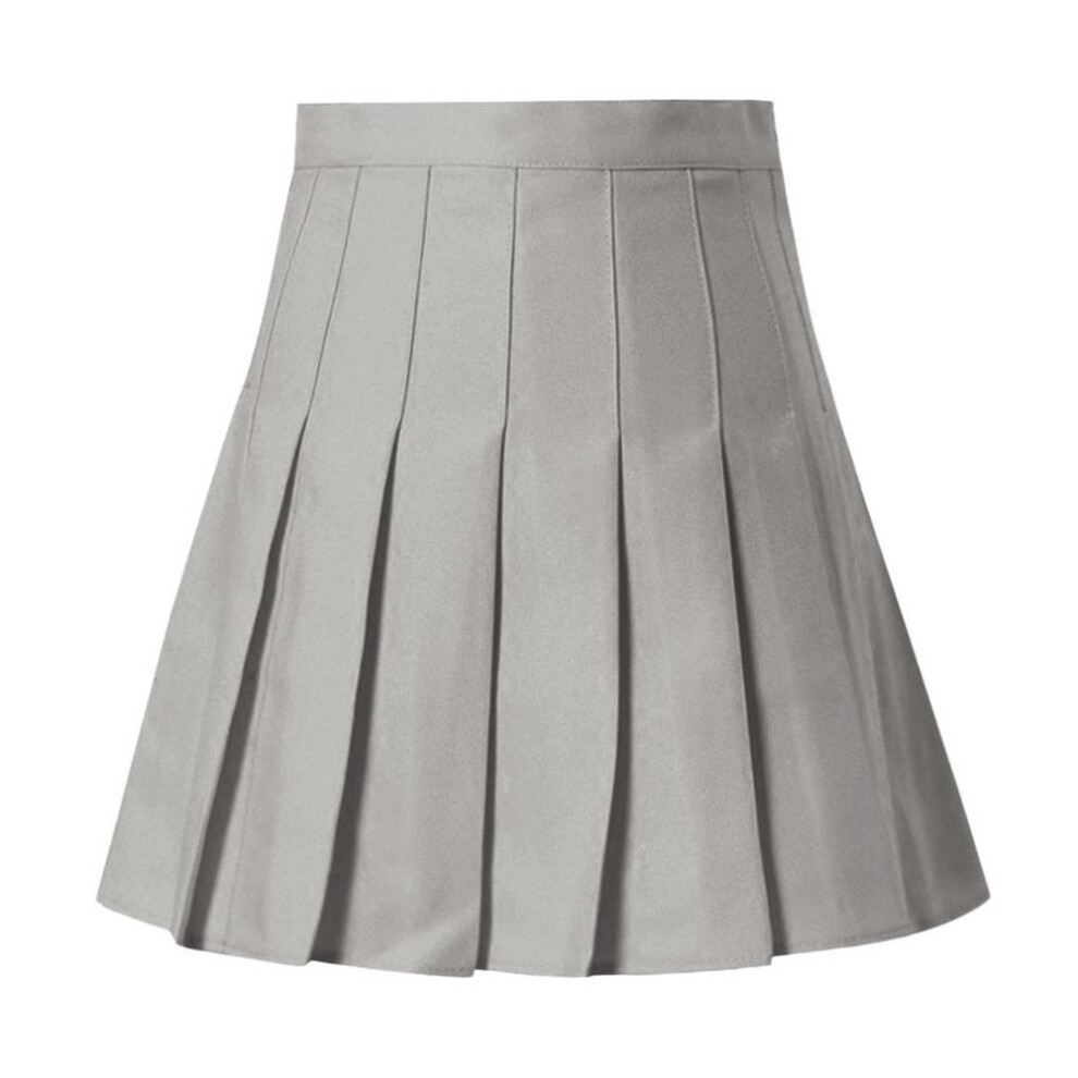 (gray, XL) Women&apos;s Summer High Waist Pleated Satin Skirt Mini Fashion Slim Fit Waist Casual Tennis Skirt School Skirt