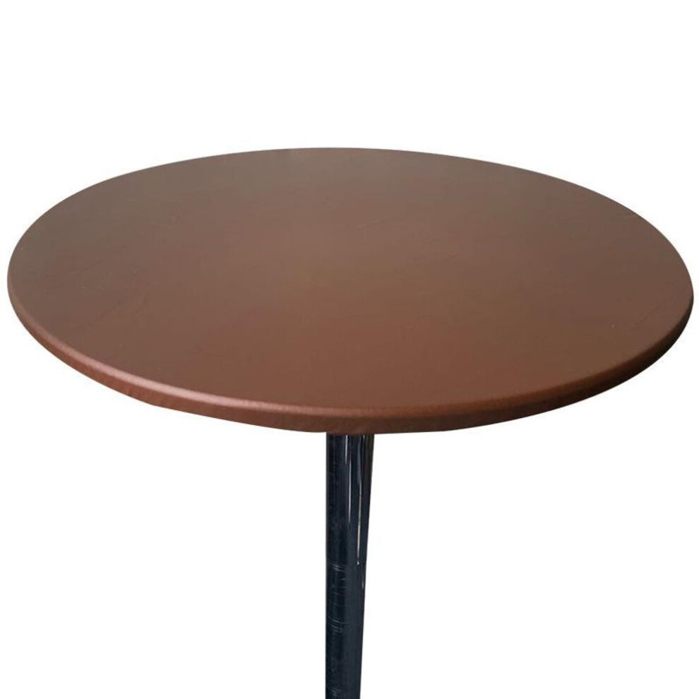 (brown, 120CM) 6 Colors Round 60-130cm Elastic Fitted Tablecloth Protector Table Cover Waterproof