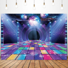 (As show, One size) Backdrop 7Wx5H Feet Neon Vintage Colorful Shining Retro 70s 80s 90s Adult Disco Ball Music Stage Night Club Party Decorations Background Photo Booth