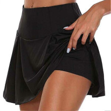 (M, White) Women Athletic Pleated Tennis Golf Skirt With Shorts Workout Running Skort Summer