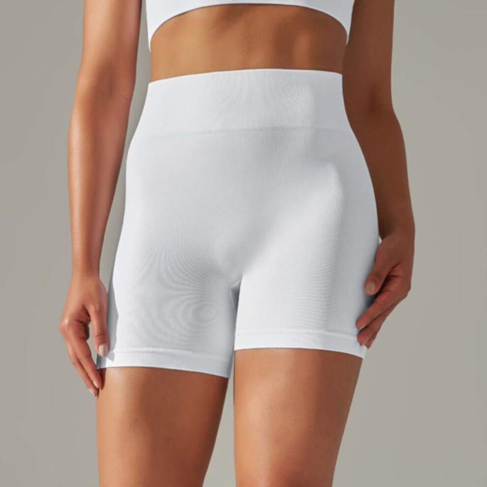 (white, L) Nessaj Push Up Sport Shorts Women Cycling Shorts High Waist Seamless Fitness Shorts Gym Yoga Short Leggings