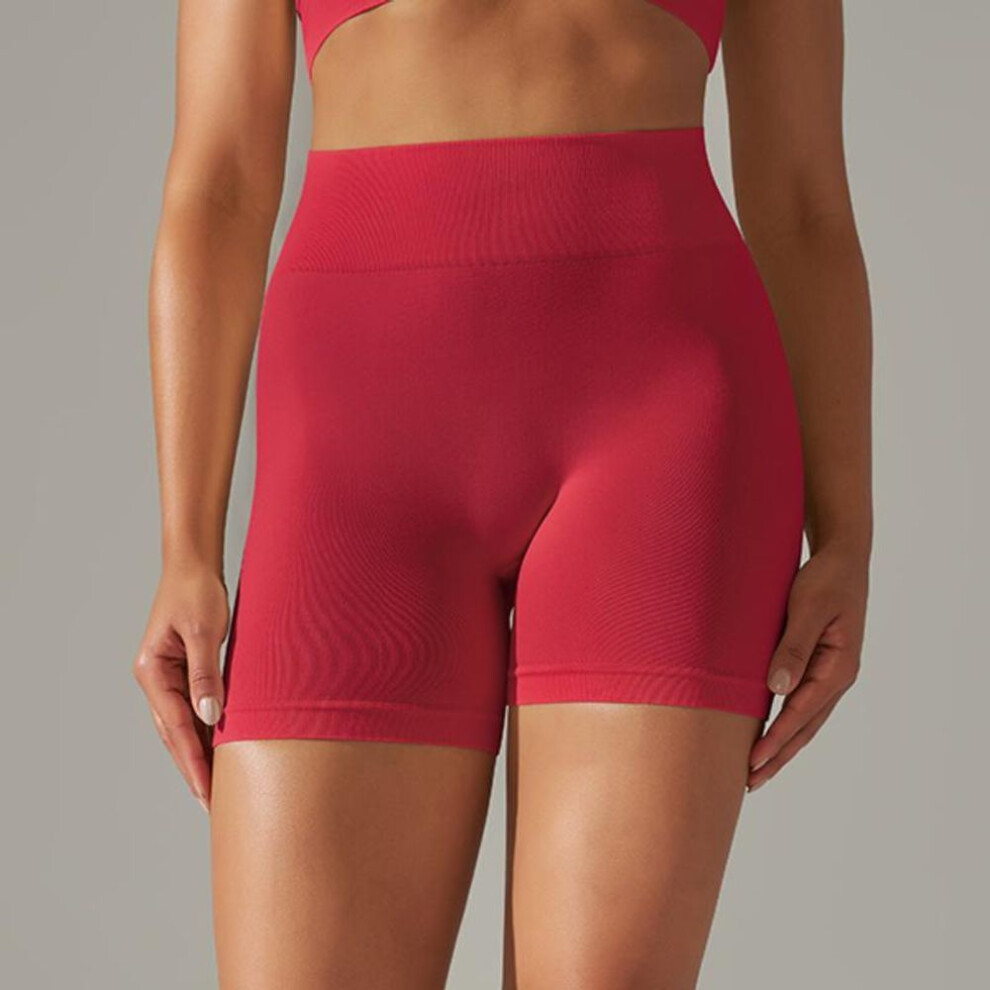 (red, M) Nessaj Push Up Sport Shorts Women Cycling Shorts High Waist Seamless Fitness Shorts Gym Yoga Short Leggings