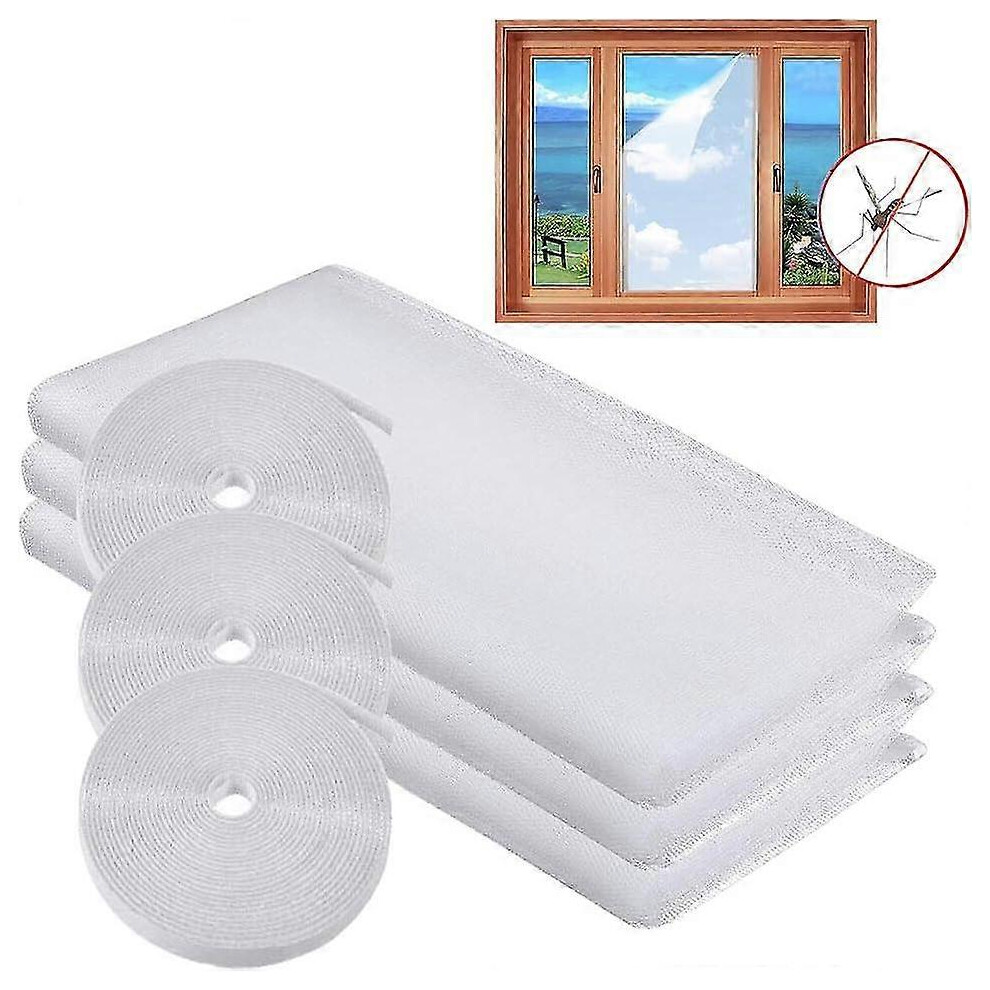 Fitville (130*150Cm, One Size) Mosquito Netting,3 Pack Self-Adhesive Insect Mesh Curtain Fly Bug Bee Protector Screen 51X59 Inches With 3 Rolls Hook Sticky Tap
