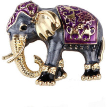 (As show, One size) Elephant Animal Shape Brooch Pin Vintage Rhinestone Decoration Fashion Jewelry Enamel Brooch,Purple