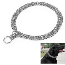 (As show, One size) Shxx Dog Chain Collar Adjustable Stainless Steel Double Row Neck Chain Dog Training Choke Collar For Small Medium Large Dogs B928-21