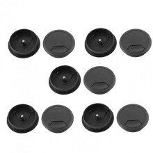 (As show, One size) 10pcs Office PC Computer Desk Grommet Cable Hole Cover 50mm Diameter (Black)