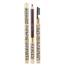 (As show, One size) 2pcs Leopard Cover Eyebrow Pencil Longlasting Professional Eyebrow Makeup Pencil and Brush (Light Coffee)