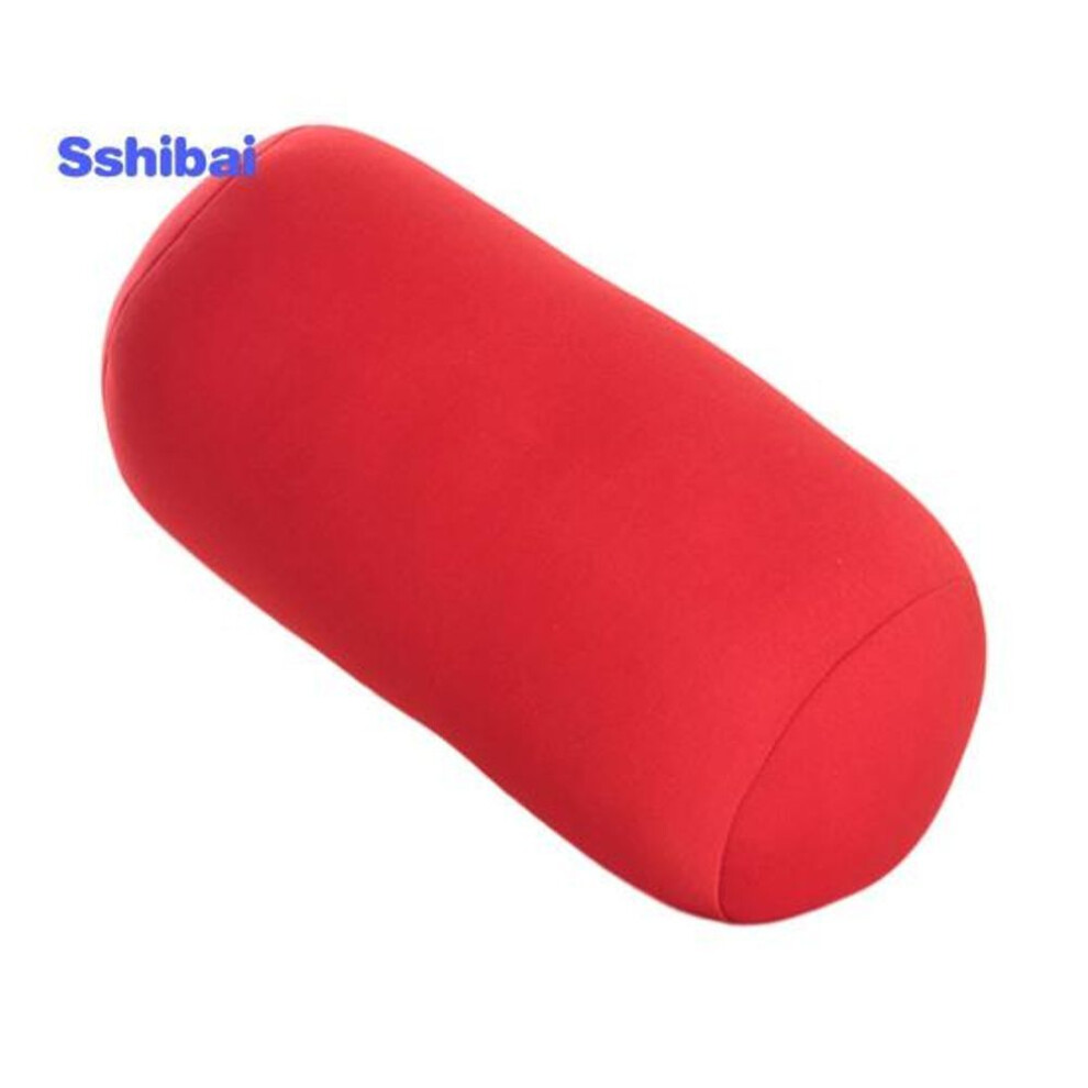 (red) Cylindrical Pillow - Built-in Foam Particles - Microbead Roll Sofa Cushion