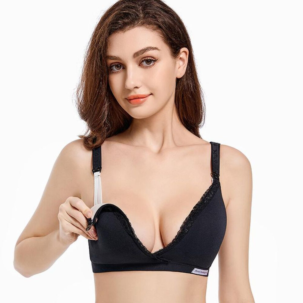 (black, 44) Maternity Nursing Bras Cotton Breastfeeding Bra For Pregnant Women Pregnancy Sleep Feeding Underwear Clothing