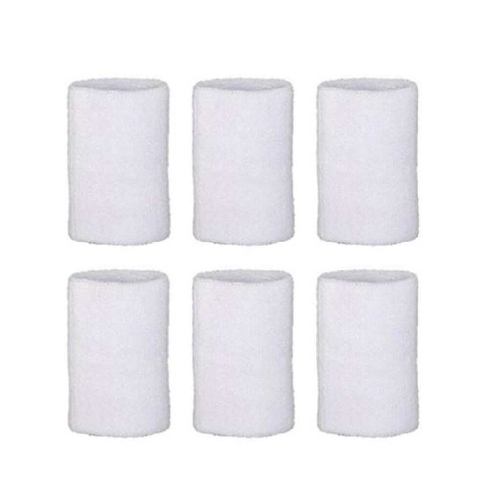 (white) 6pcs Wrist Band Elastic Wrist Sweatbands Sports Fitness Comfortable Flexible Wrist Guard For Outdooor