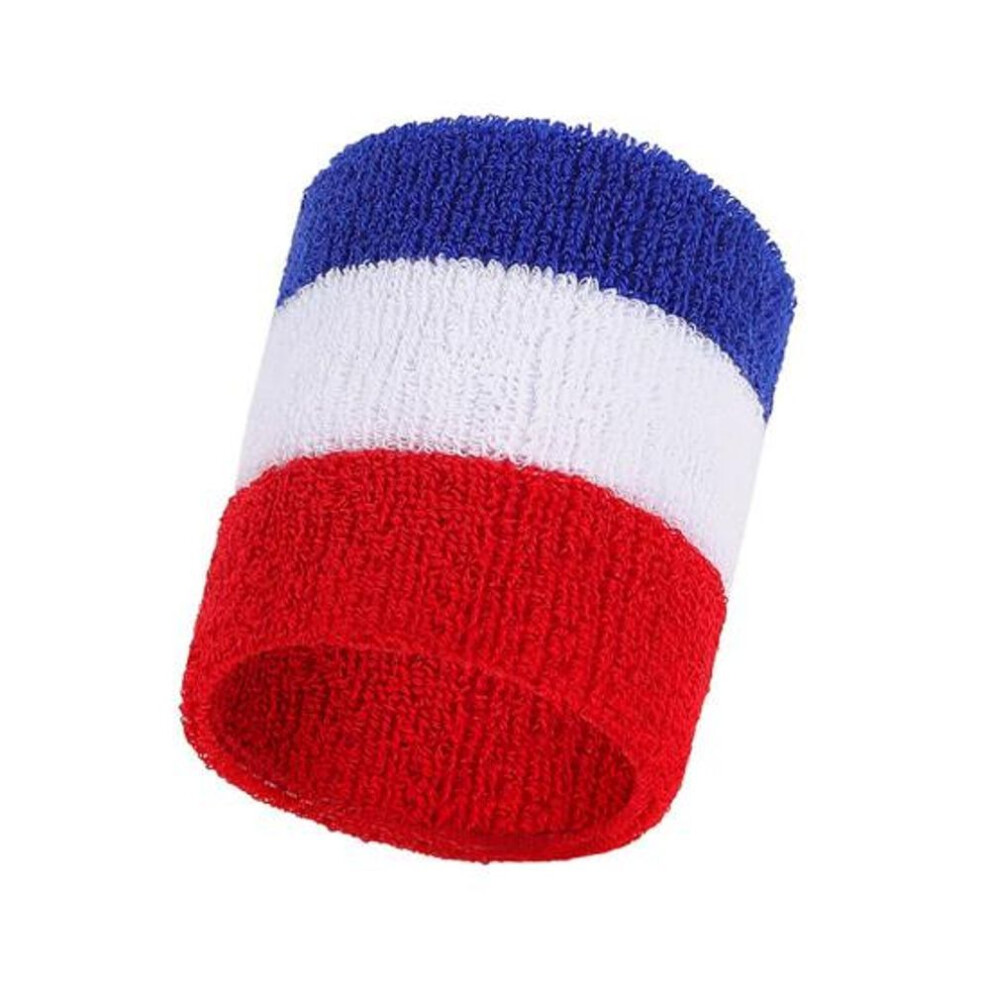 (blue,white) Sports Wristband Rainbow Striped Sweatbands Wrist Support for Men Women Gym Sports Supplies Breathable Elastic Wrist Brace