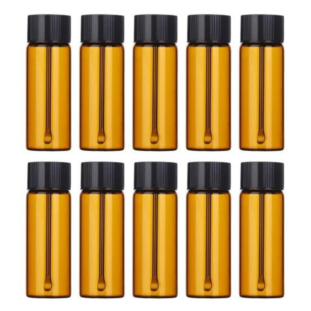 (brown, 10 pcs) 5/10pcs Glass Powder Dispensing Bottles With Spoons Airtight Travel Spice Containers Portable Jar