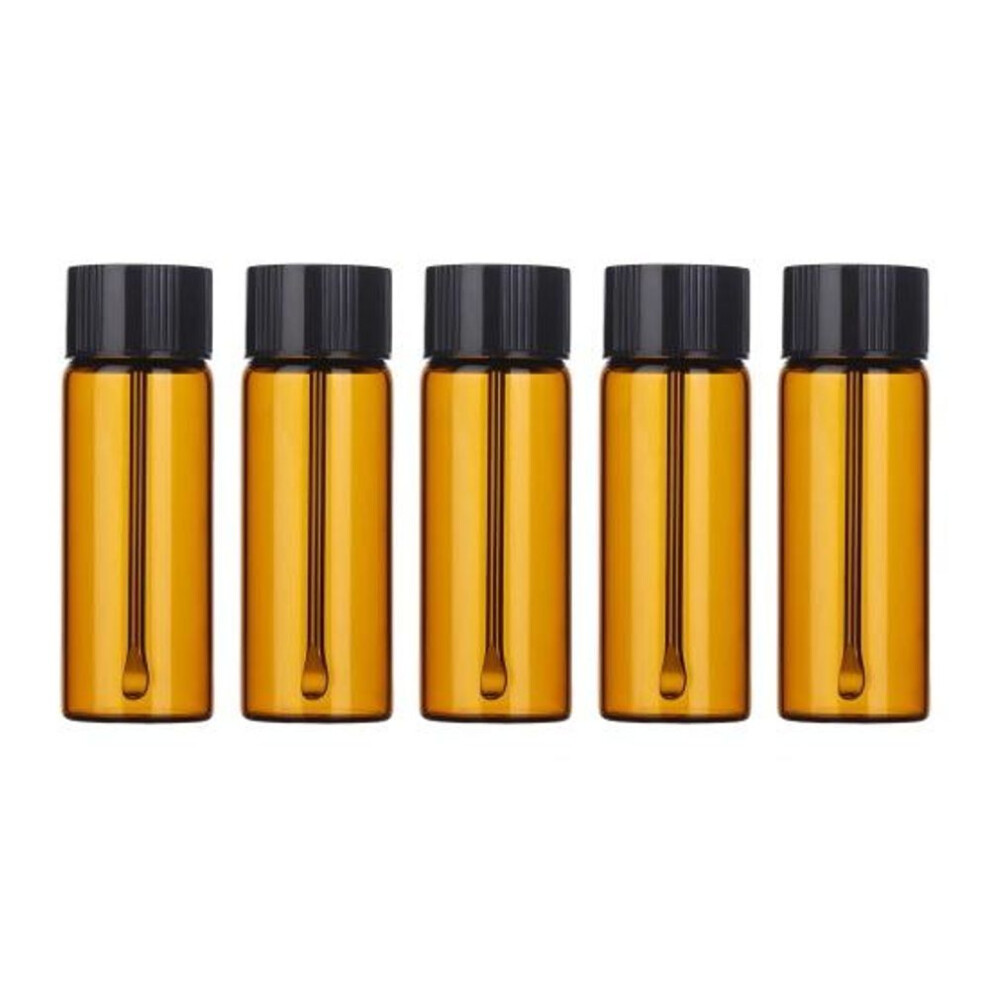 (brown, 5pcs) 5/10pcs Glass Powder Dispensing Bottles With Spoons Airtight Travel Spice Containers Portable Jar
