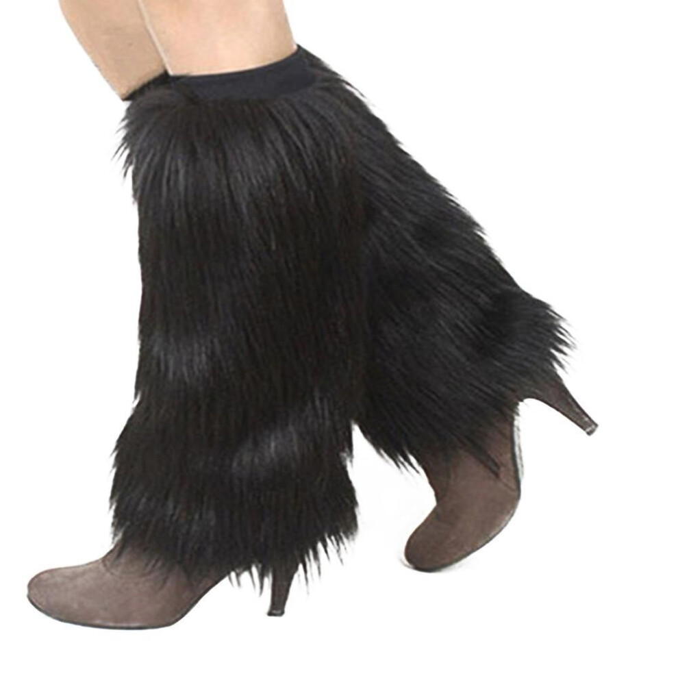 (black, 30cm) Winter Shop Winter Fashion Women Boot Solid Color Cs Warm Furry Faux Fur Leg Warmers