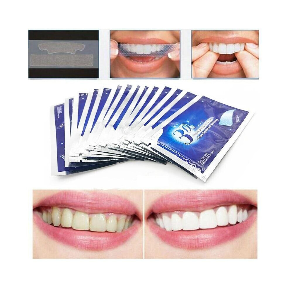 Boomsave 28Pcs/14Pair Gel Teeth Whitening Strips Oral Hygiene Care Double Elastic Teeth Strips Whitening Dental Bleaching Tools