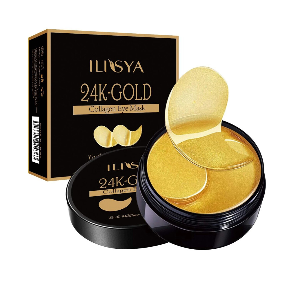 Ilisya Collagen Eye Mask 24K Gold Eye Patch Seaweed Eye Dark Circles Anti-Puffiness Anti-Aging Moisturizing Eyes