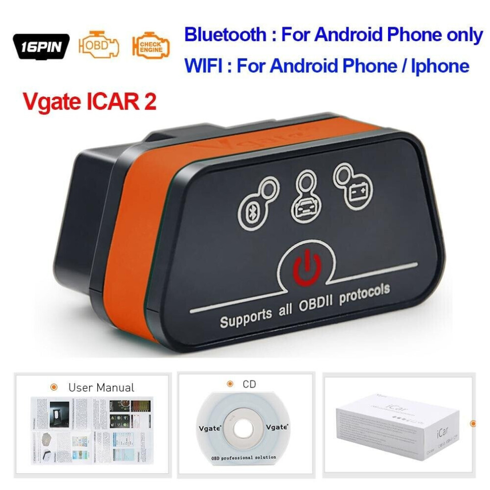 Vgate Icar2 Obd2 Scanner Elm327 Bt Elm 327 V2.1 Obd 2 Wifi Icar 2 Auto Diagnostic Tool For Android/Pc/Ios Code Reader 364967497403
