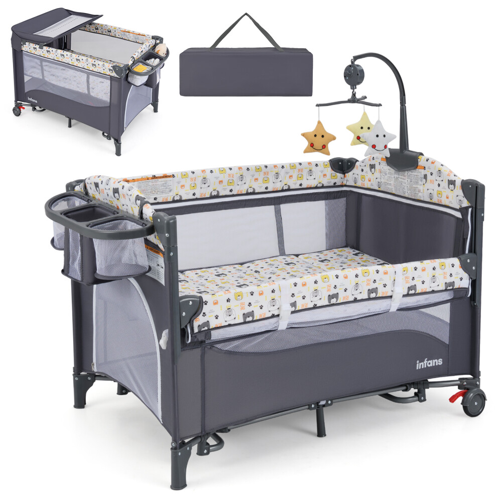 Nursery Travel Cot Folding Baby Playpen Play Yard With Changing Table