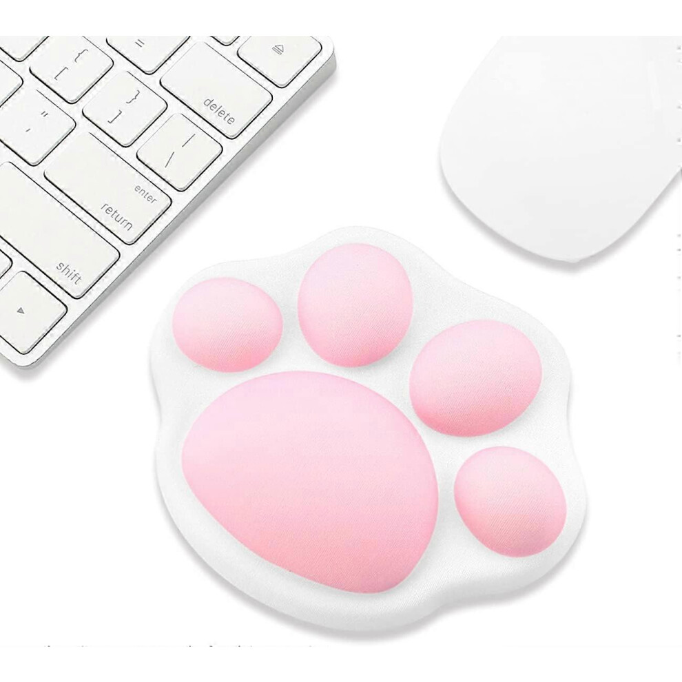 (As Show, One Size) Cute Mouse Wrist Support Pad Cat Paw Pattern, Comfortable Soft Wrist Rest(White) White 5093442654509