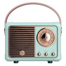 (As show, One size) Pale Blue Vintage Retro Style Bluetooth Speaker | Classic old style radio design