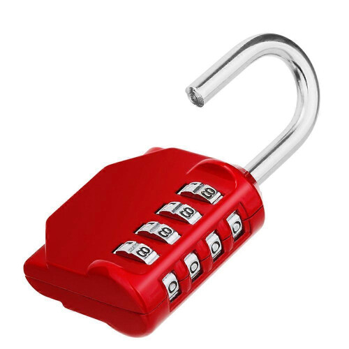 (As show, One size) Combination Locker Padlock, 4 Digit Coded Padlock, Gym Lock, School Locker Lock(red)