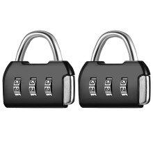 (As show, One size) 2 Pack 3 Digit Combination Padlock, Black Digit Security Padlocks Resettable Code Locks