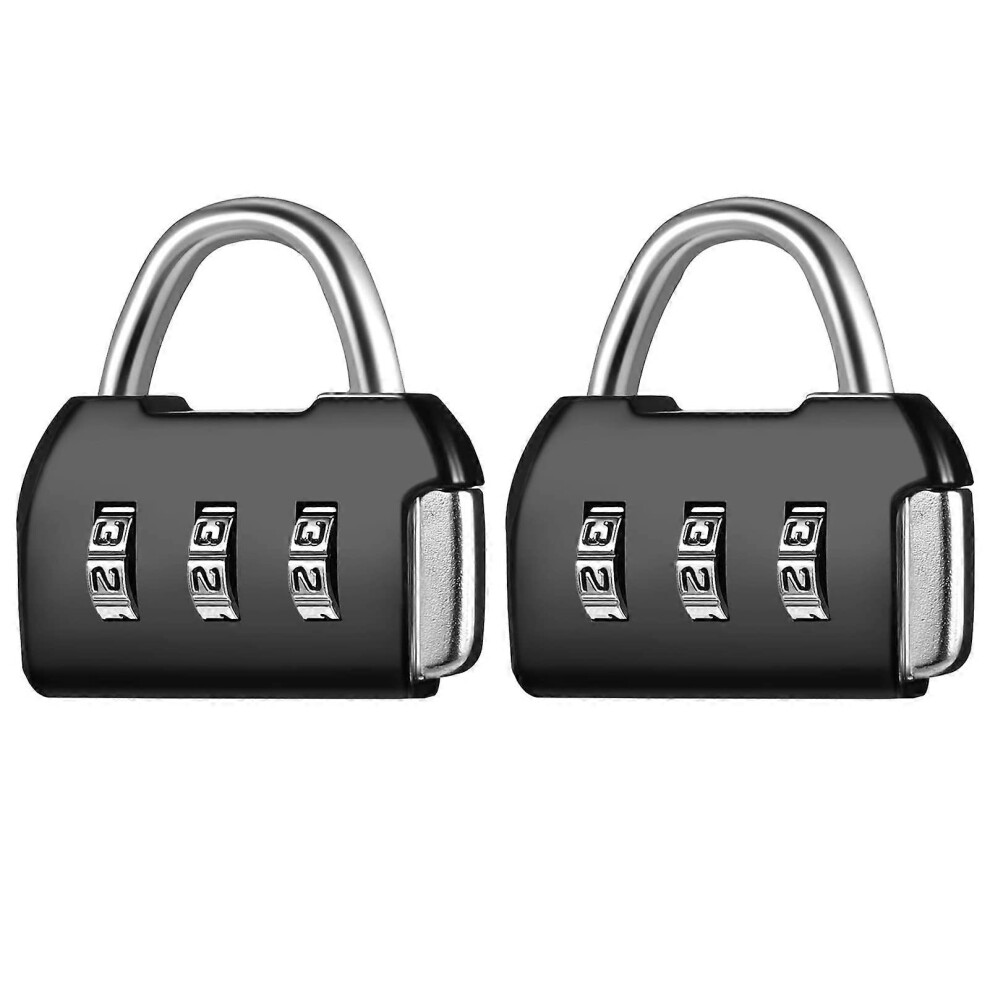 (As Show, One Size) 2 Pack 3 Digit Combination Padlock, Black Digit Security Padlocks Resettable Code Locks 5093442618778
