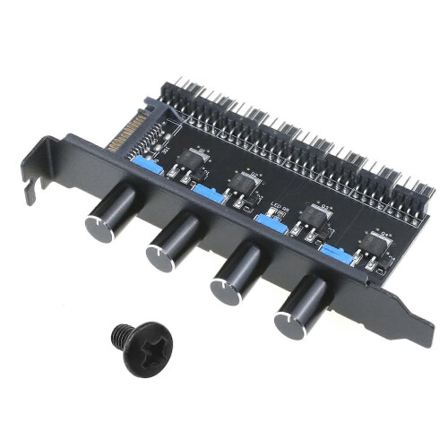 (As show, One size) 4 Knob Cooling Fan Speed Controller PC 8 Channels Fanhub Radiator