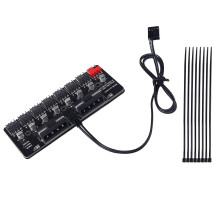 (As show, One size) CPU Cooling 3 Pin 4 Pin PWM PC Chassis Cooling Fan Hub 8 Way 12V Fan Splitter Speed Controller