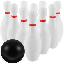 (As show, One size) Plasitc Bowling Play Set Fun Indoor Outdoor Bowling Games Parent Children Interactive Toy for Home School (White)