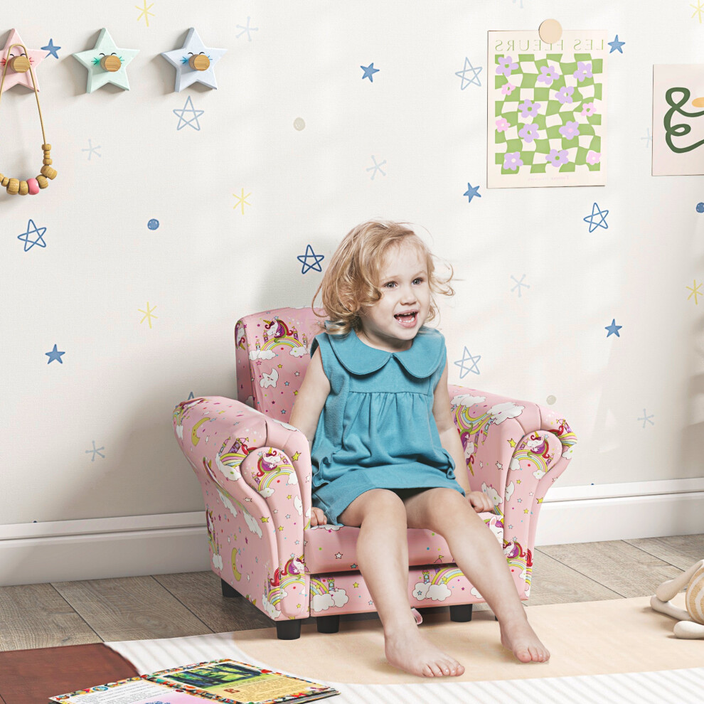 AIYAPLAY Kids Sofa Set Toddler Armchair with Footrest, Children Chair, Pink